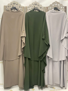 Ensemble khimar abaya soie de médine - boutons dorés