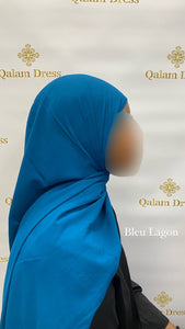 Hijab voile bleu lagon tendance mode modeste noir qalam dress boutique 