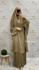 Jilbeb 2 pieces soie de medine fluide tendance ramadan mode large mastour mastoura modest fashion abaya hijeb hijab tunique jilbeb mode modeste fashion qalam dress boutique musulmane femme voilées hijab france robe abaya blanche
