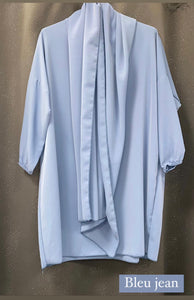 Abaya petite fille hijab integrer fille bleu jean en soie de medine ramadan aid tenue de priere qalam dress boutique 
