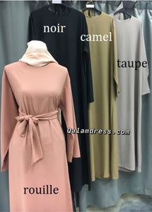 Abaya robe rouille avec ceinture mode modest fashion mastour voilee boutique de femmes musulmanes qalam dress creteil 