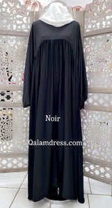 abaya hijab soie de médine noir grande de taille vetement femme musulman  qalam dress boutique  de pret à porter femme mode modest 