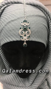 Bijou de front alia noir argente strass tendance occassion bijou accessoires mode hijab voile boutique de femmes musulmanes qalam dress 