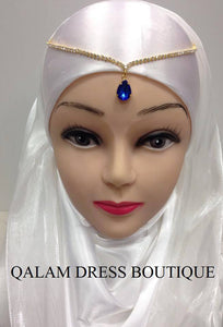 bijoux de front samira doré perle bleu abaya hijab tunique jilbeb mode modeste fashion boutique musulmane