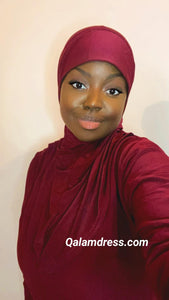 robe de prière bordeaux hijab hijeb tunique jilbeb mode modeste fashion femmes voilées Qalam Dress Boutique tendance