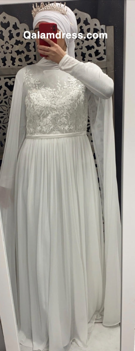 Robe blanche de mariée Tendance hijab- Qalam Dress Boutique