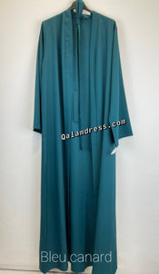 maxi kimono grande taille ceinture tissu evase fashion mode mastour hijab bleu canard boutique de femmes musulmanes  
