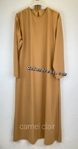 new abaya robe evasee a nouer a la taille en soie de medine classy hijab camel clair evenement qalam dress  