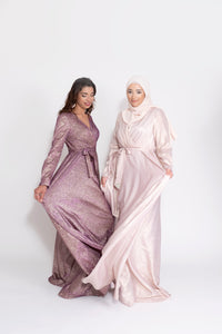 Robe du Soir Glitter utra violet reflet doré - Tendance Hijab