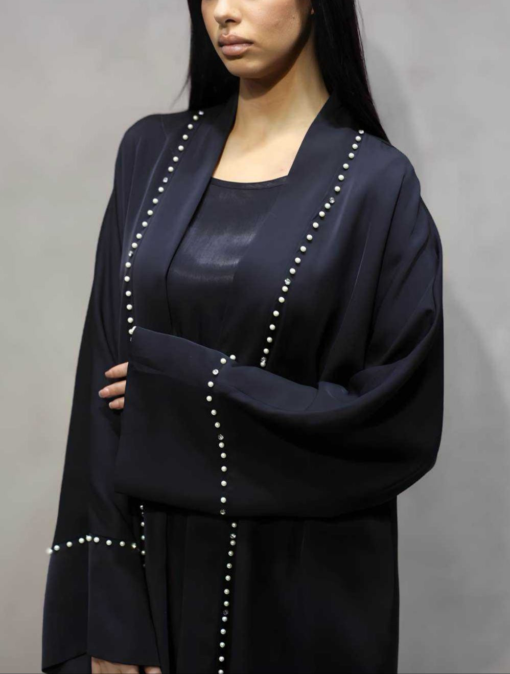 Kimono perle et strass luxe Khaliji Tendance Hijab Qalam Dress Tendance Hijab