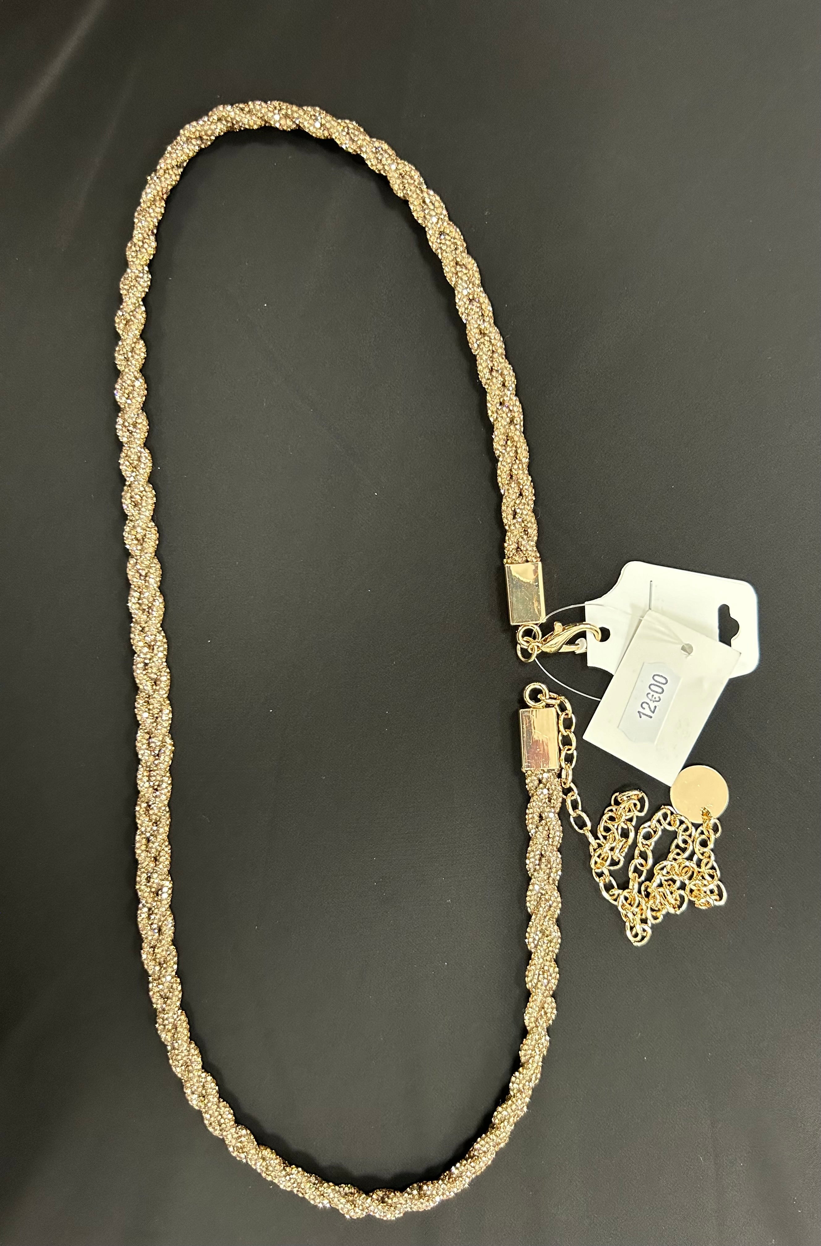 Ceinture tressée à strass