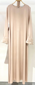 Abaya satin satinée perle rose abaya hijeb hijab tunique jilbeb mode modeste fashion qalam dress boutique musulmane femme voilées hijab france robe abaya blanche
