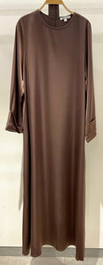 abaya satin satinée mastour marron chocolat abaya hijeb hijab tunique jilbeb mode modeste fashion qalam dress boutique musulmane femme voilées hijab france robe abaya blanche