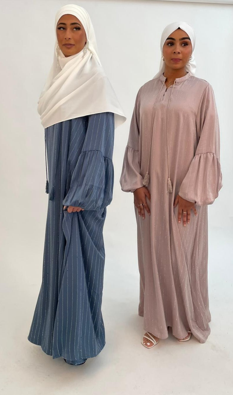 Robe Abaya pailleté salwa manches ballon - Tendance Hijab