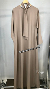 Abaya Nissa BELT Grande de taille Tendance Hijab beige noir avec ceinture tendance hijab mode modeste mastour boutique qalam dress