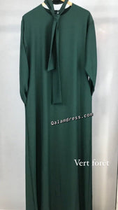 Robe abaya nissa belt vert foret tissu de haute qualite avec ceinture boutique qalam dress