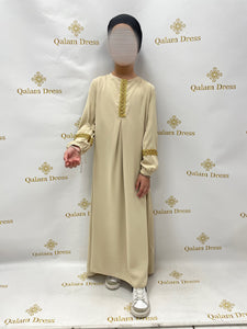 robe fille soumaya rose en soie de medine details bras et col tendance aid et ramadan boutique Qalam dress