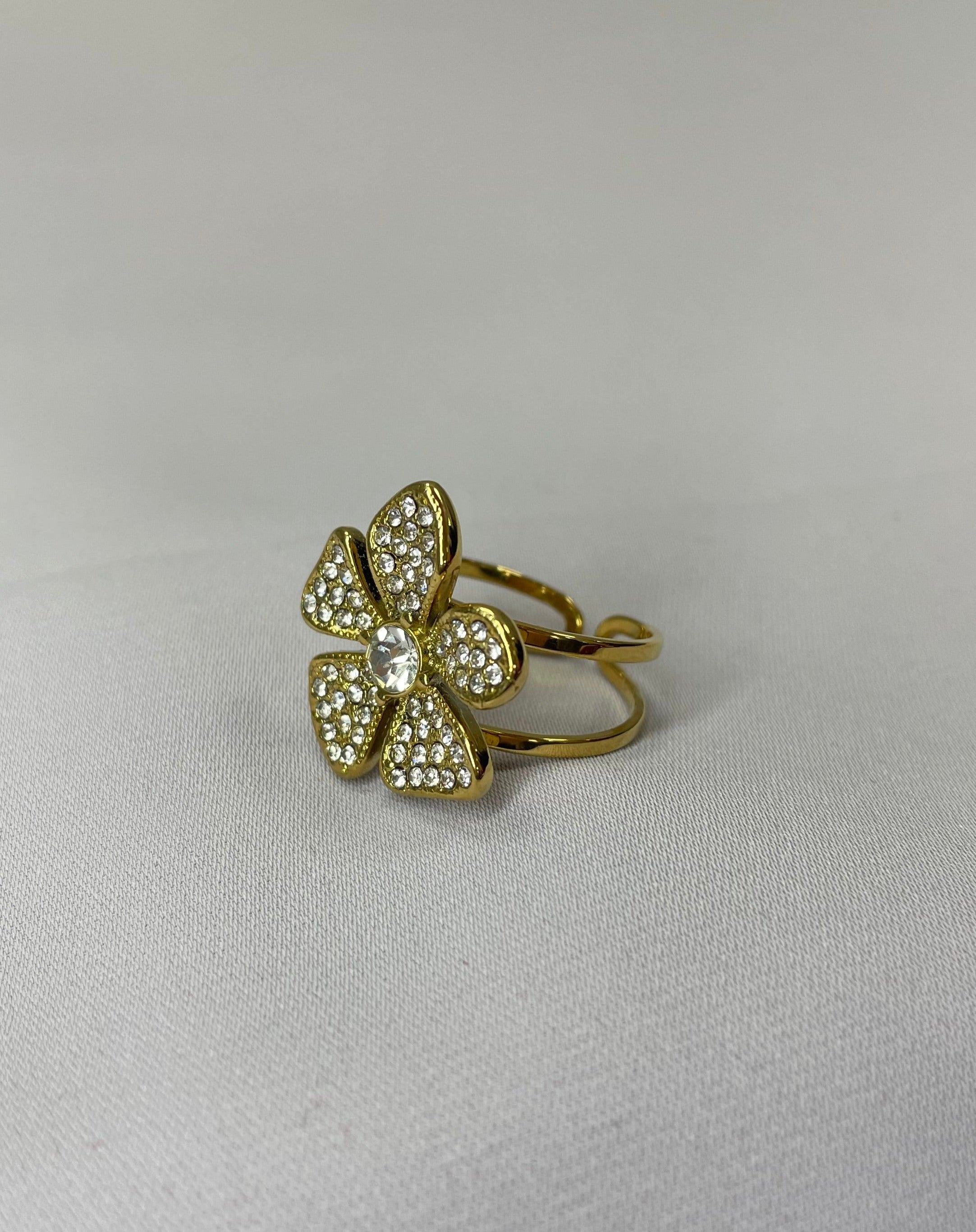 Bague morgan bijou ajustable finition doree strass boutique qalam dress 