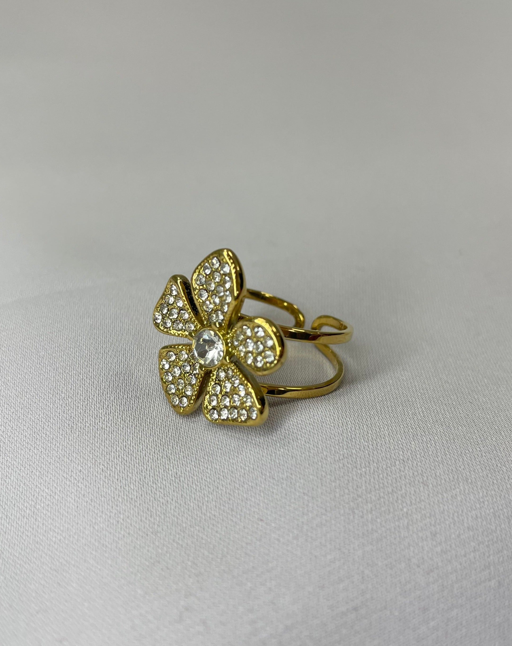 Bague morgan bijou ajustable finition doree strass boutique qalam dress 