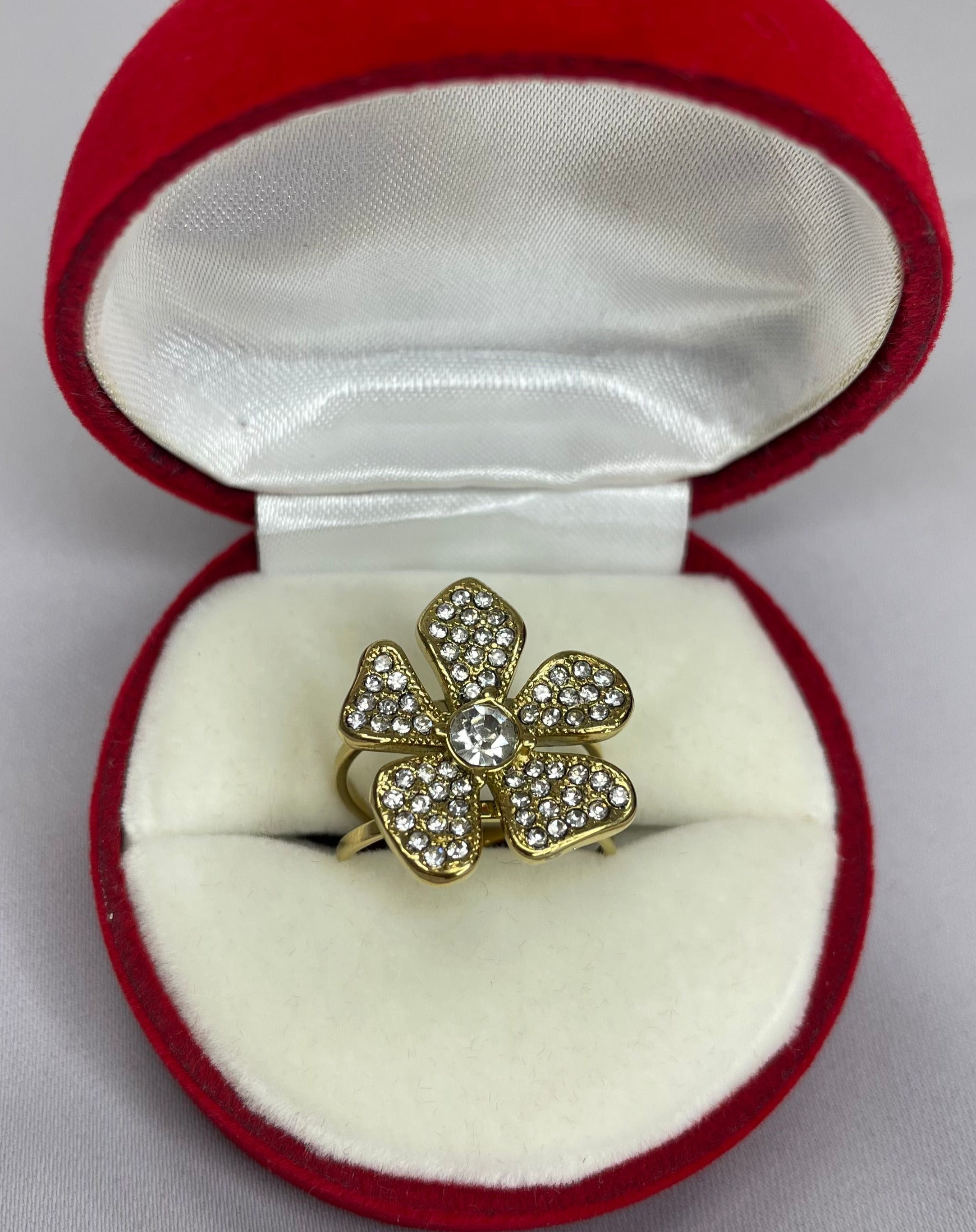 Bague morgan bijou ajustable finition doree strass boutique qalam dress 