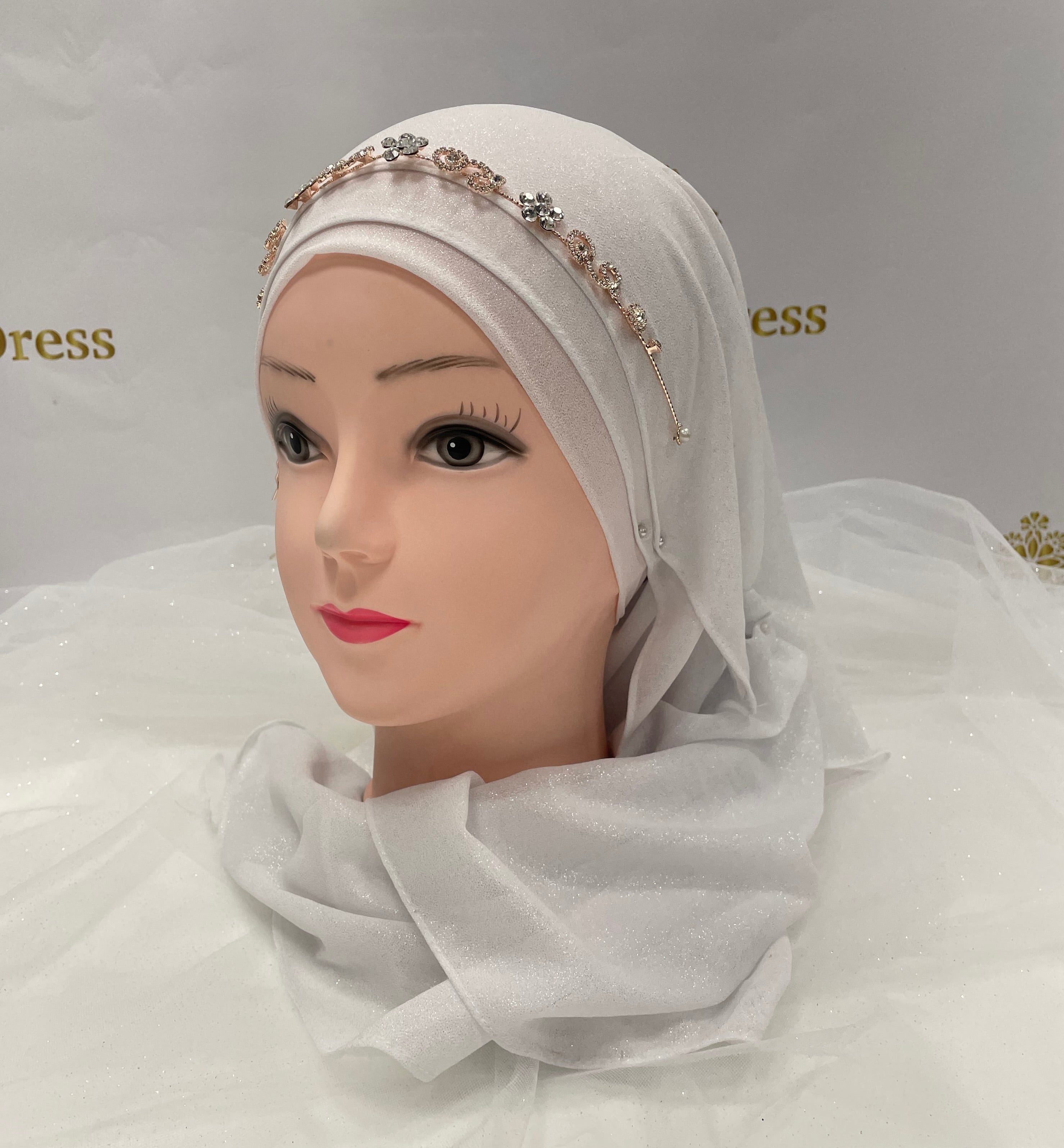 Hijab Jupe Plissée 2020 Foulard Argenté Mariage Bijoux De Tête