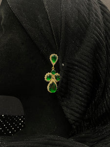 Boucles doreilles trefles vertes bijoux joyau avec strass qalam dress boutique 