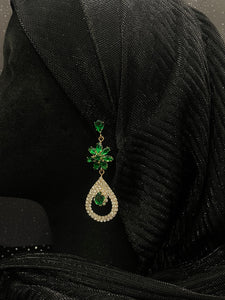 Boucles doreilles vert et doree green flower accessoires evenements boutique de chez Qalam dress