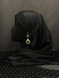Boucles doreilles vert et doree green flower accessoires evenements boutique de femmes musulmanes 