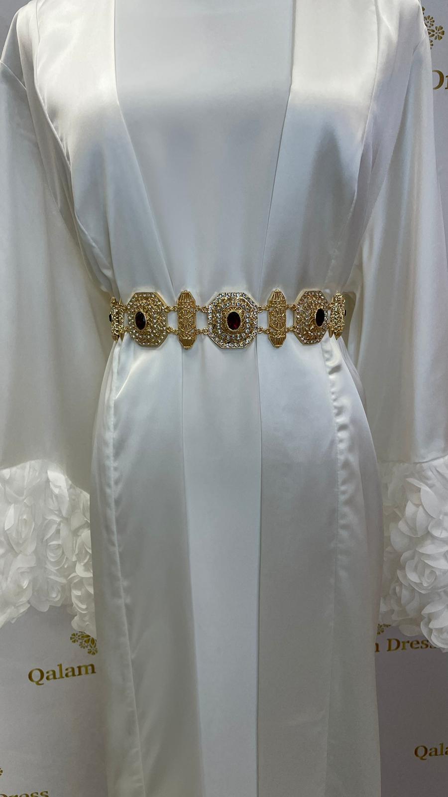 Ceinture caftan mariage oriental  mode modste hijab mariage abaya hijeb hijab tunique jilbeb mode modeste fashion qalam dress boutique musulmane femme voilées hijab france robe abaya blanche