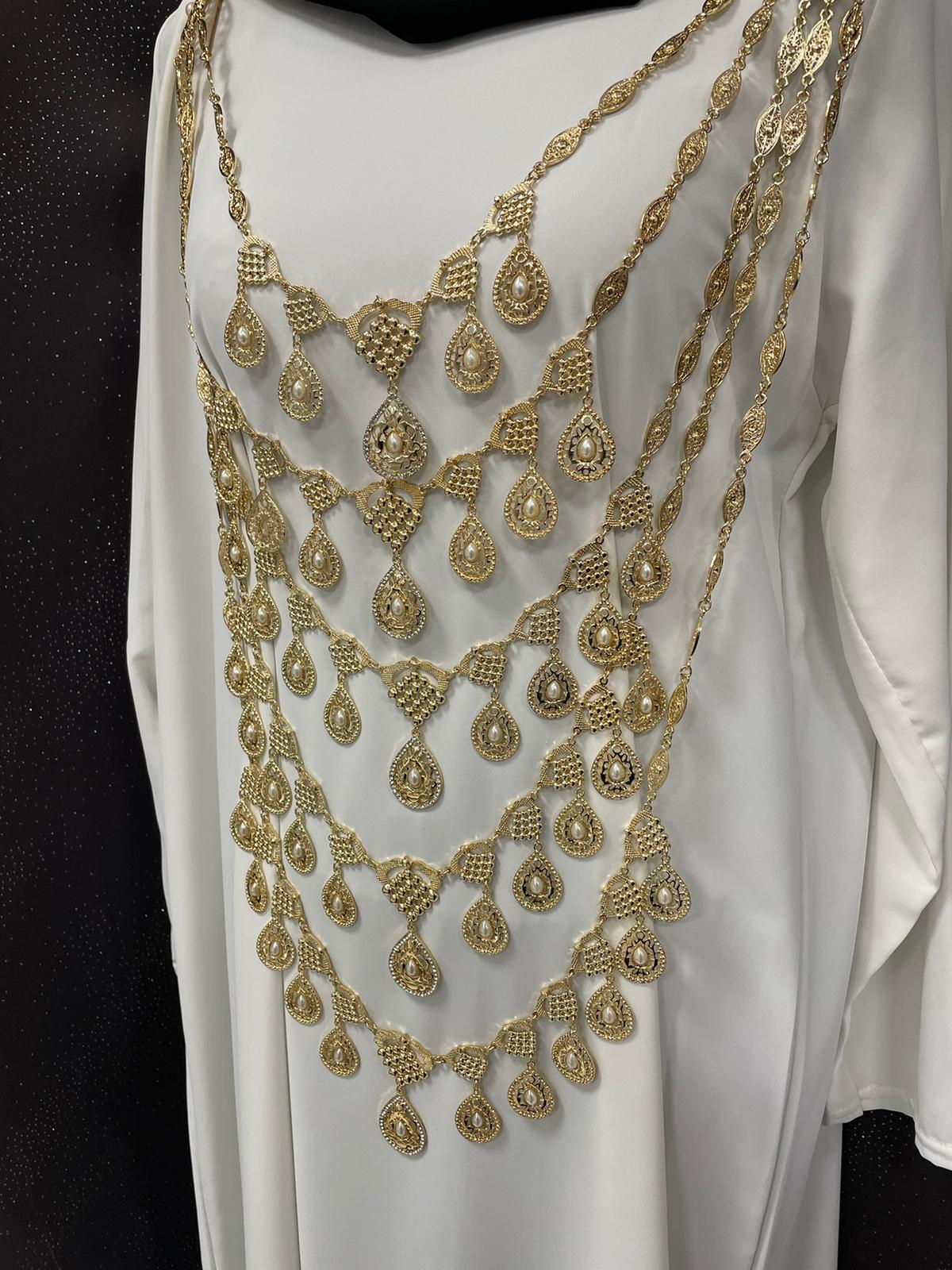 Collier Chaoui Luxury Mariage Negafa Bijoux Perles abaya hijeb hijab tunique jilbeb mode modeste fashion qalam dress boutique musulmane femme voilées hijab france robe abaya blanche