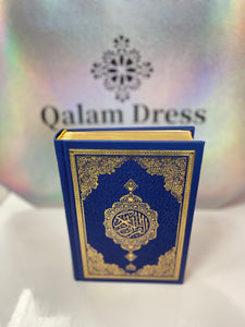 Coran bleu roi arabe francais or doree 