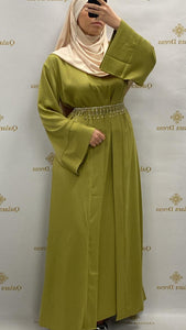 Ensemble kimono sous robe luxury emna abaya hijeb hijab tunique jilbeb mode modeste fashion qalam dress boutique musulmane femme voilées hijab france robe abaya blanche