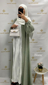Fond de robe sans manches plissé satin abaya hijeb hijab tunique jilbeb mode modeste fashion qalam dress boutique musulmane femme voilées hijab france robe abaya blanche