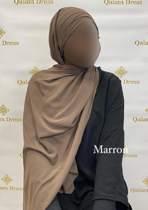 Hijab à enfiler bonnet integrer long tendance jilbeb mode modeste fashion qalam dress boutique musulmane femme voilées hijab france robe abaya blanche