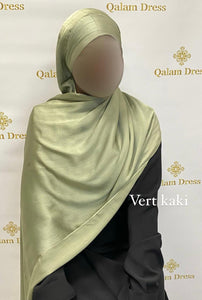 Hijab voile à enfiler satin irisé tendance brillant mastour mastoura modest fashion abaya hijeb hijab tunique jilbeb mode modeste fashion qalam dress boutique musulmane femme voilées hijab france robe abaya blanche