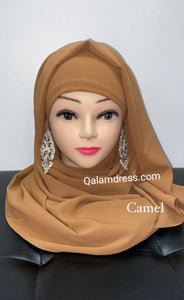 Hijab voile à enfiler soie de medine bonnet invisible tendance  brillant mastour mastoura modest fashion abaya hijeb hijab tunique jilbeb mode modeste fashion qalam dress boutique musulmane femme voilées hijab france robe abaya blanche