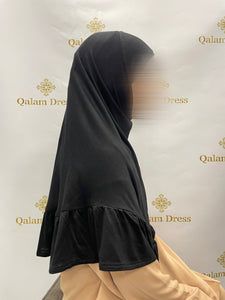 Hijab enfant petite fille matiere legere elastique jersey froufrou qalam dress boutique 