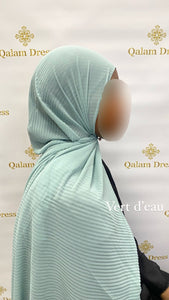 Hijab gaufre sofia en mousseline vert d'eau chale rectangulaire tendance hijab boutique de femmes musulmanes  