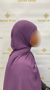 Hijab gaufre sofia en mousseline violet chale rectangulaire ultra fluide tendance hijab 
