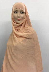 Hijab maxi hijab mousseline gaufre plissee nude