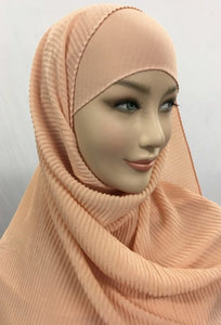 Hijab maxi mousseline gaufre plissee nude