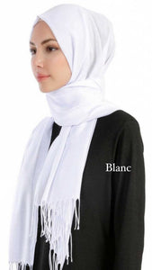  pashmina chale blanc sarah tendance hijab mode modeste 