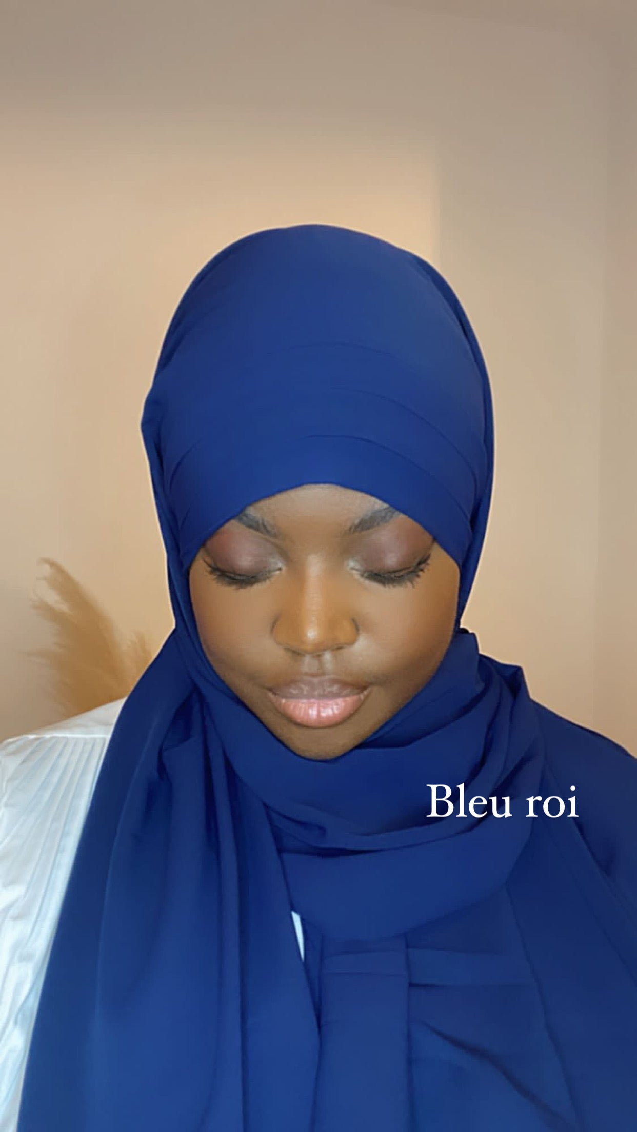 Bleu Roi Vêtement Voile Femme Ensemble Robe Et Veste Gilet