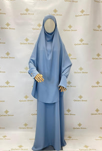 Ensemble khimar abaya soie de médine - boutons dorés