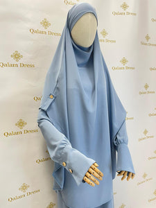 Jilbeb ensemble Khimar abaya tenue de prière mastour bouton dore long boutique femme musulmane