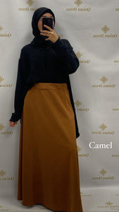 jupe évasée longue large élastique mastour mastoura modest fashion abaya hijeb hijab tunique jilbeb mode modeste fashion qalam dress boutique musulmane femme voilées hijab france robe abaya blanche