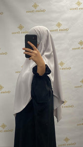 khimar court soie de medine abaya hijeb hijab tunique jilbeb mode modeste fashion qalam dress boutique musulmane femme voilées hijab france robe abaya blanche
