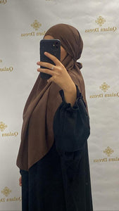 khimar court soie de medine jilbeb femme musulmane abaya hijeb hijab tunique jilbeb mode modeste fashion qalam dress boutique musulmane femme voilées hijab france robe abaya blanche