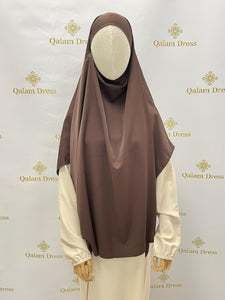 Khimar hijab carree soie de medine jilbeb marron nouveau modele couleur 