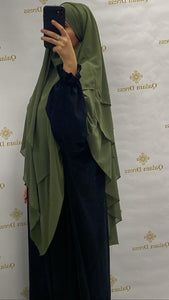 jilbeb 3 voiles mousseline Khimar long soie de medine jilbeb ramadan Hijab abaya hijeb hijab tunique jilbeb mode modeste fashion qalam dress boutique musulmane femme voilées hijab france robe abaya blanche
